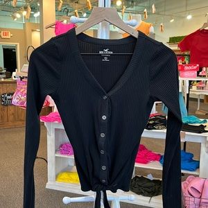 - Hollister V- Neck Button Down Top with Tie Accent - Small